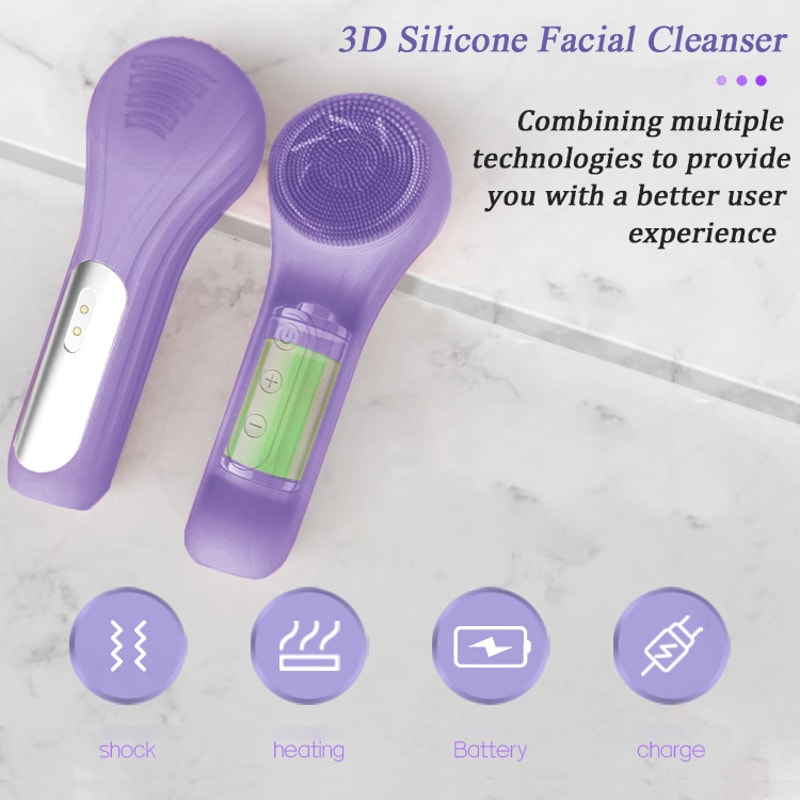 Ultrasonic Vibration Silicone Facial Cleanser, Intelligent Multifunctional Electric Facial Brush, Magnetic Charging