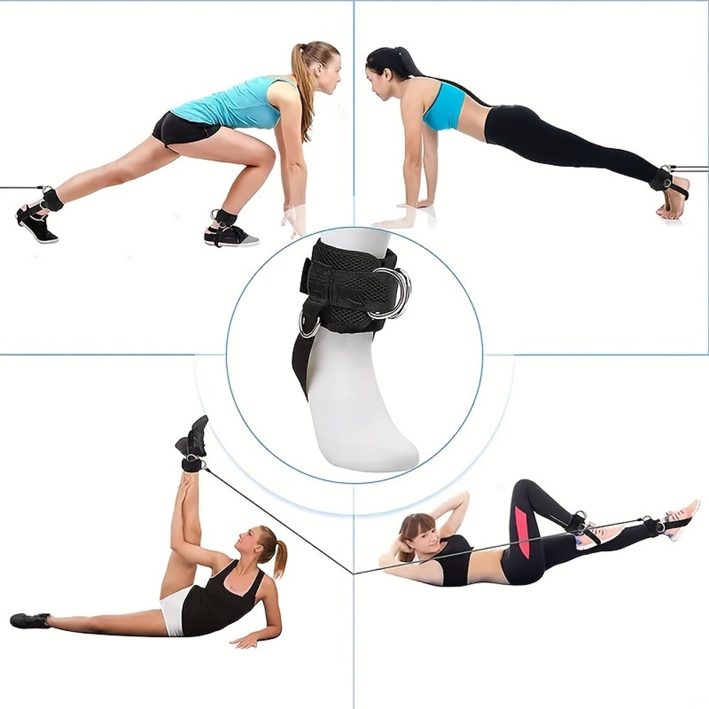 Ankle Cuffs For Cable Machines Padded Ankle Strap Double D Ring Fitness Strap Gym Workout Accessory 5