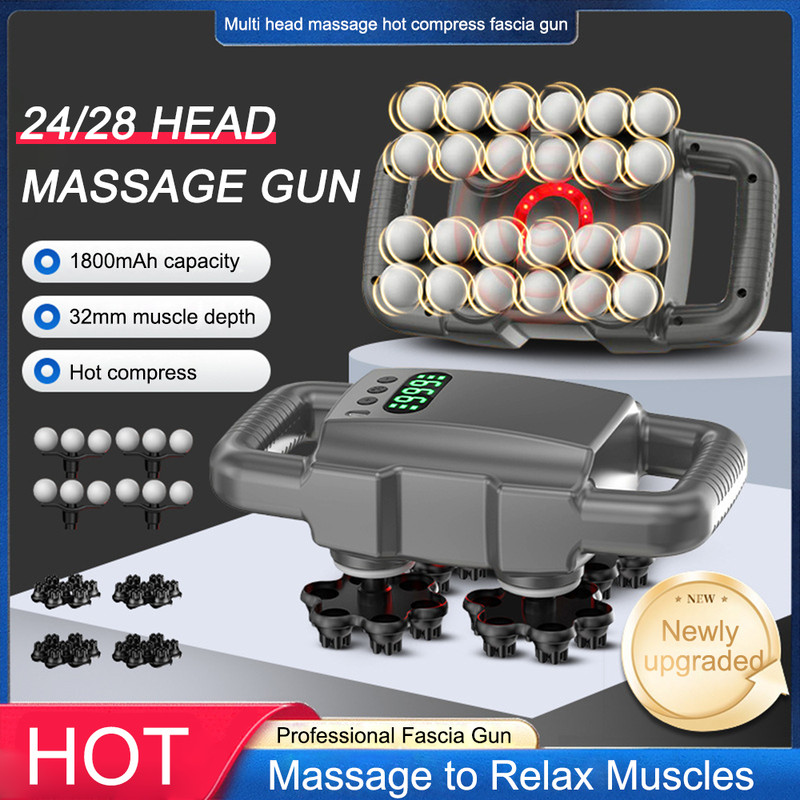 Deep Tissue Percussion Massager Professional Fascia Gun 24 Head Massage Gun Set Full Body Back Shou