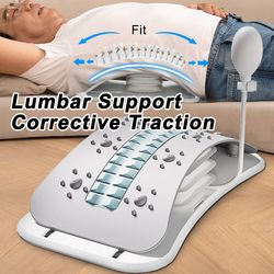 adjustable lumbar traction device, ergonomic spine board acupressure back massager, back stretcher for lower back pain