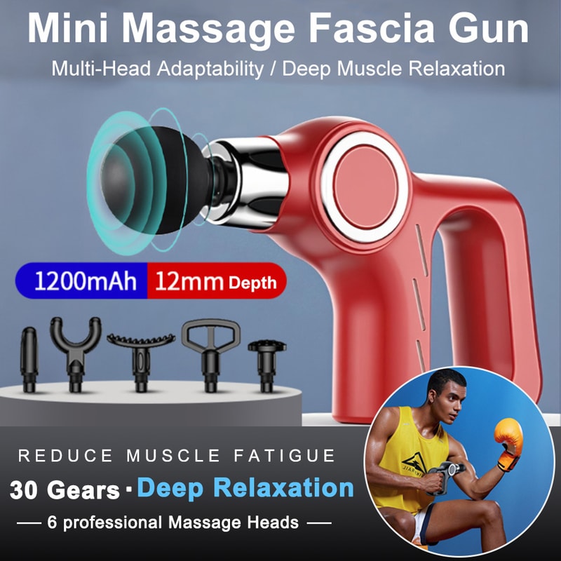 Deep Tissue Massage Gun Mini Massage Fascia Gun Muscle Massager 30 Speeds 6 Head Attachments For Ba 0