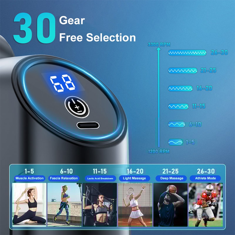 Deep Tissue Massage Gun Mini Massage Fascia Gun Muscle Massager 30 Speeds 6 Head Attachments For Ba 1