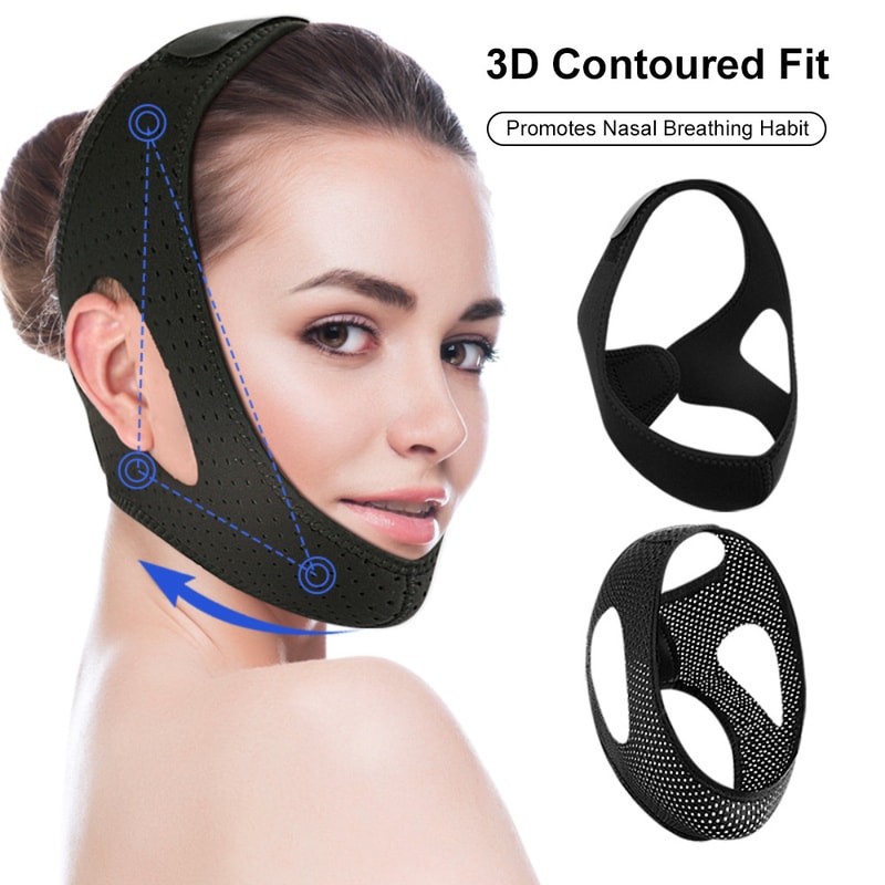 Adjustable Anti Snore Chin Strap Breathable Jaw Strap Sleep Aid Mouth Closed Anti Snoring Breathing 4