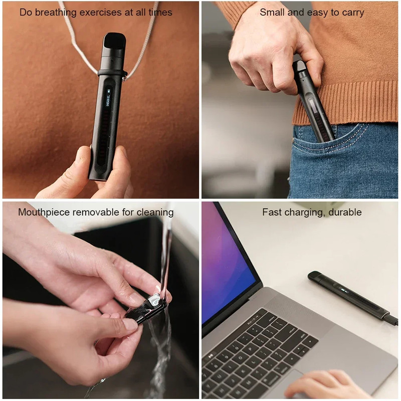 Electronic Lung Fitness Trainer Smart Portable Breathing Exerciser Respiratory Muscles Trainer Spor 5