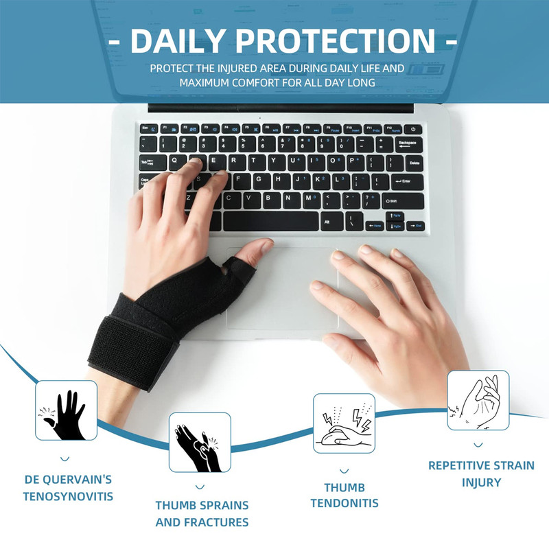 Thumb and Wrist Brace, Reversible Support Splint, Carpal Tunnel, Arthritis, Tendonitis, Sprained Finger Aid