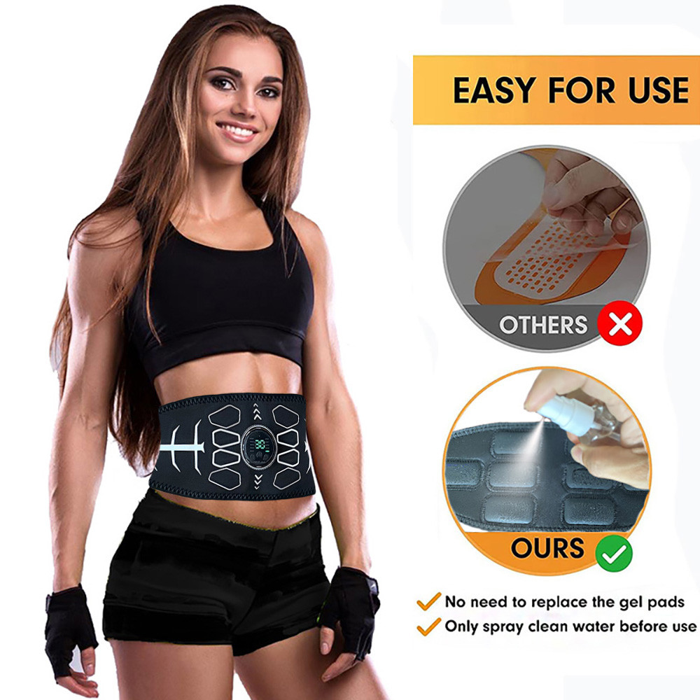 EMS Muscle Stimulator Abdominal Muscle Toner Waist Trainer Electric Toning Belt USB Recharge Fitnes 1