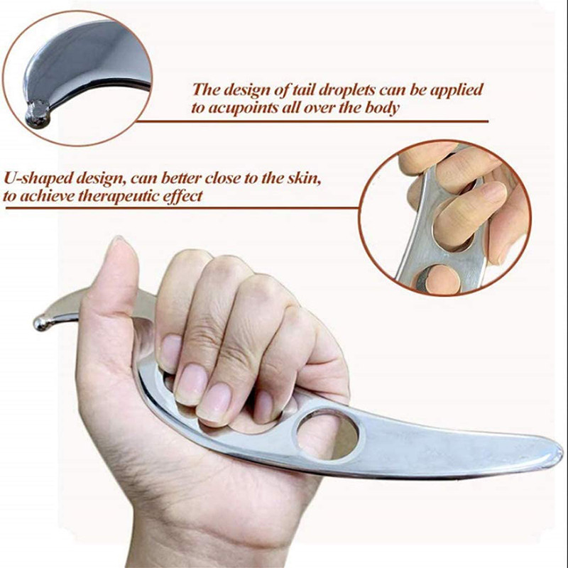 Manual Massage Gua Sha Tool, Stainless Steel Scraping Board, Pain Relief Therapy, Myofascial Release Tissue Mobilization