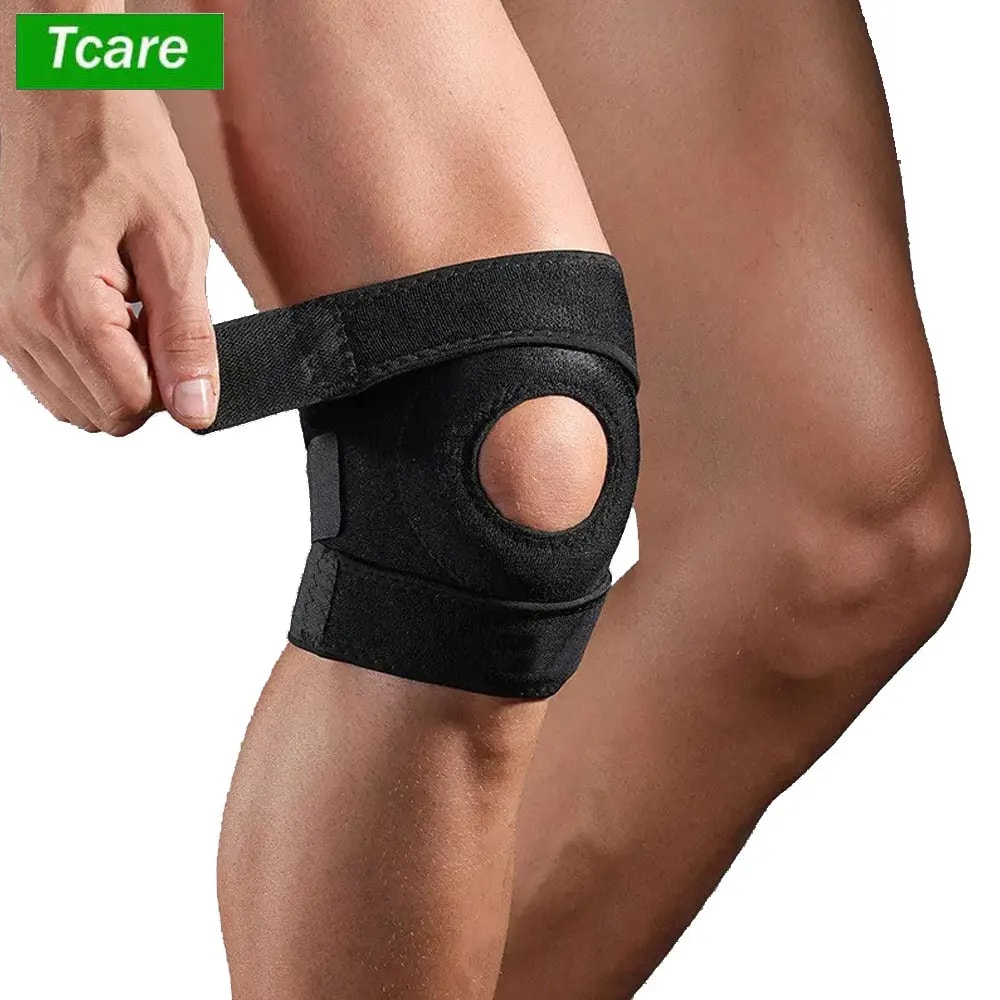 Adjustable Knee Support Brace, Open Patella Design, Hook and Loop Closure, Ideal for Running, Biking, Aerobics
