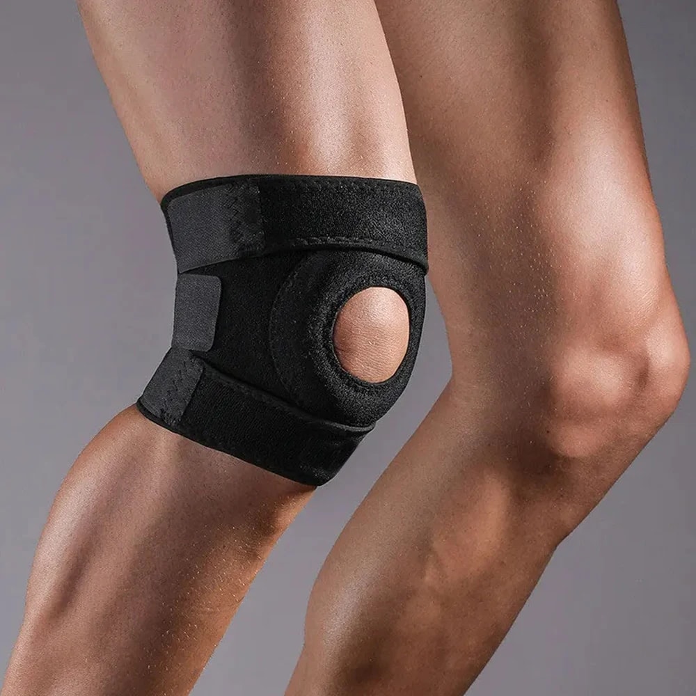 Adjustable Knee Support Brace, Open Patella Design, Hook and Loop Closure, Ideal for Running, Biking, Aerobics