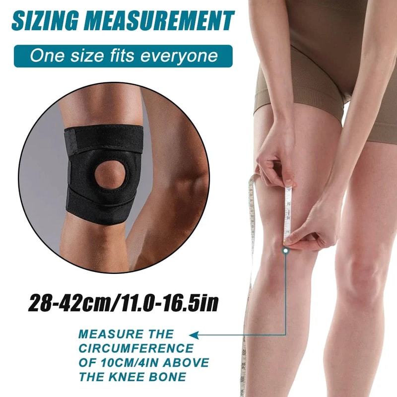 Adjustable Knee Support Brace, Open Patella Design, Hook and Loop Closure, Ideal for Running, Biking, Aerobics