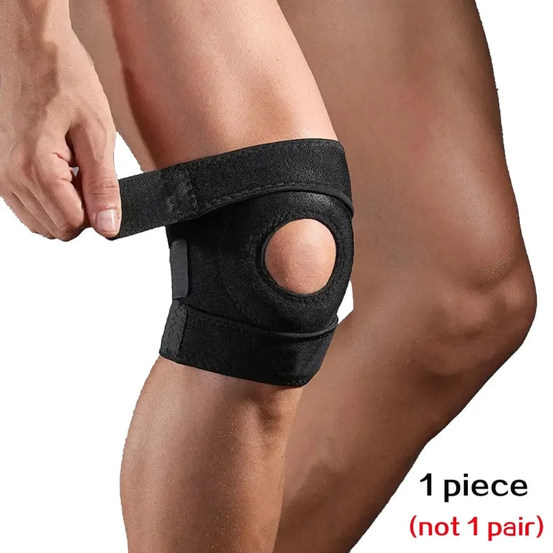 Adjustable Knee Support Brace, Open Patella Design, Hook and Loop Closure, Ideal for Running, Biking, Aerobics