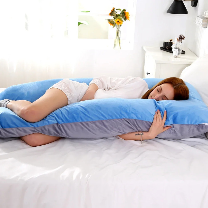 U Type Lumbar Pillow, Soft Fleece Pregnant Pillow, Side Protect Cushion for Pregnancy Women