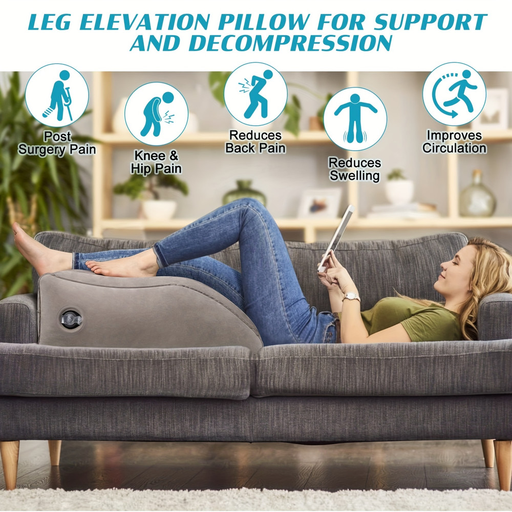 Raised Plush Leg Pad, Inflatable Spot Leg Pillow, Outdoor Wedge Cushion, Knee Relaxation Support, Fatigue Relief Comfort