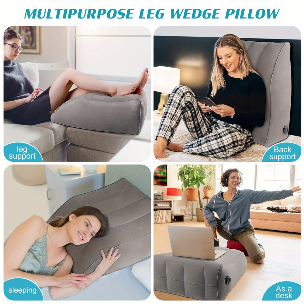 Raised Plush Leg Pad, Inflatable Spot Leg Pillow, Outdoor Wedge Cushion, Knee Relaxation Support, Fatigue Relief Comfort