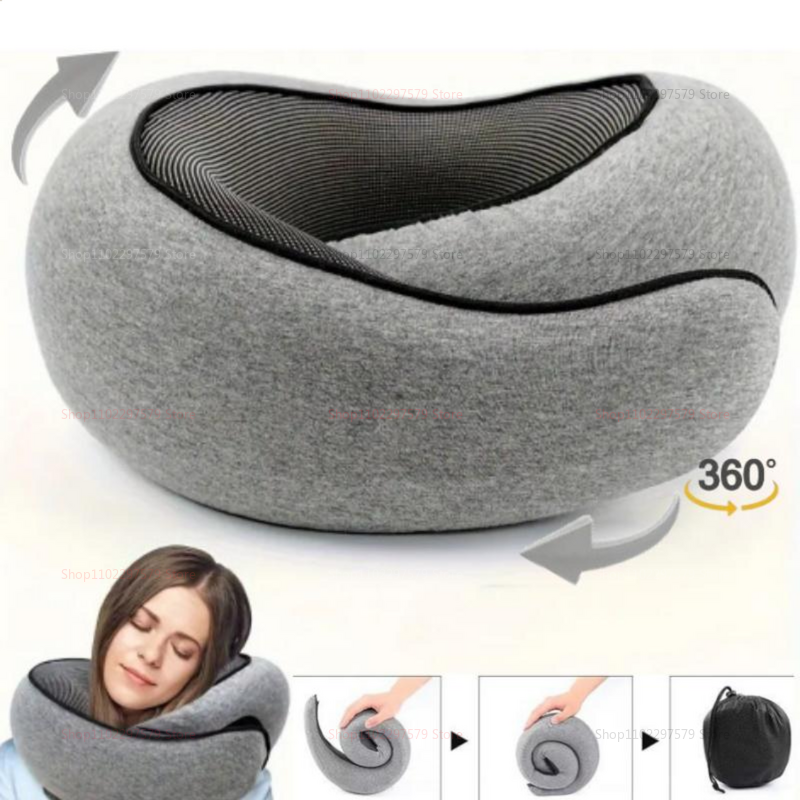 U Shaped Pillow Travel Neck Pillow Memory Foam Snail Pillow Soft Travel Neck Support Sleep Pillow F 0