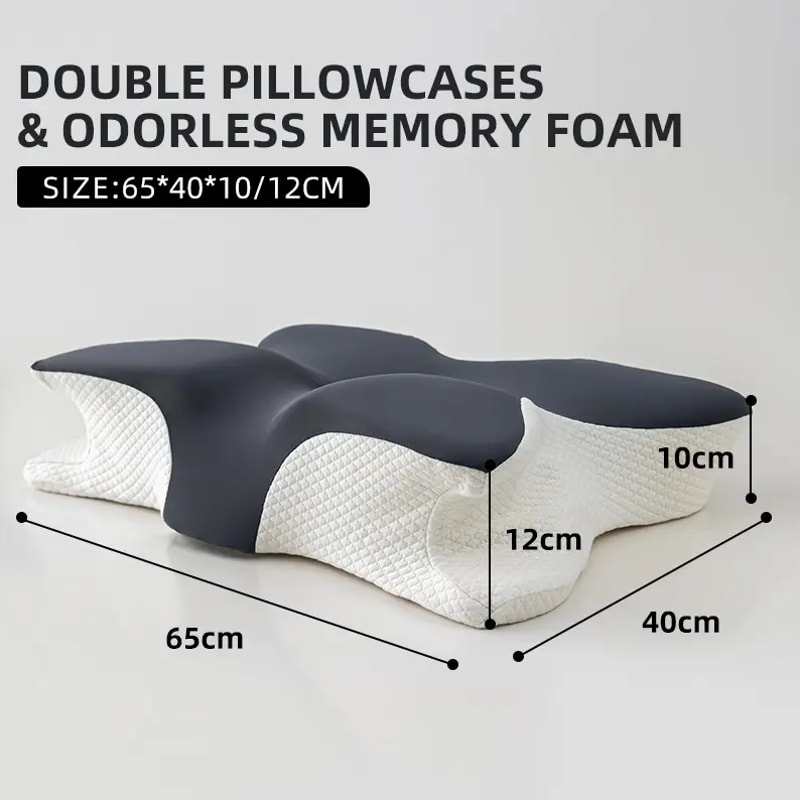 Slow Rebound Memory Foam Pillow, Butterfly Shape Pillow Neck Protection, Cervical Orthopedic Neck Foam for Health Care
