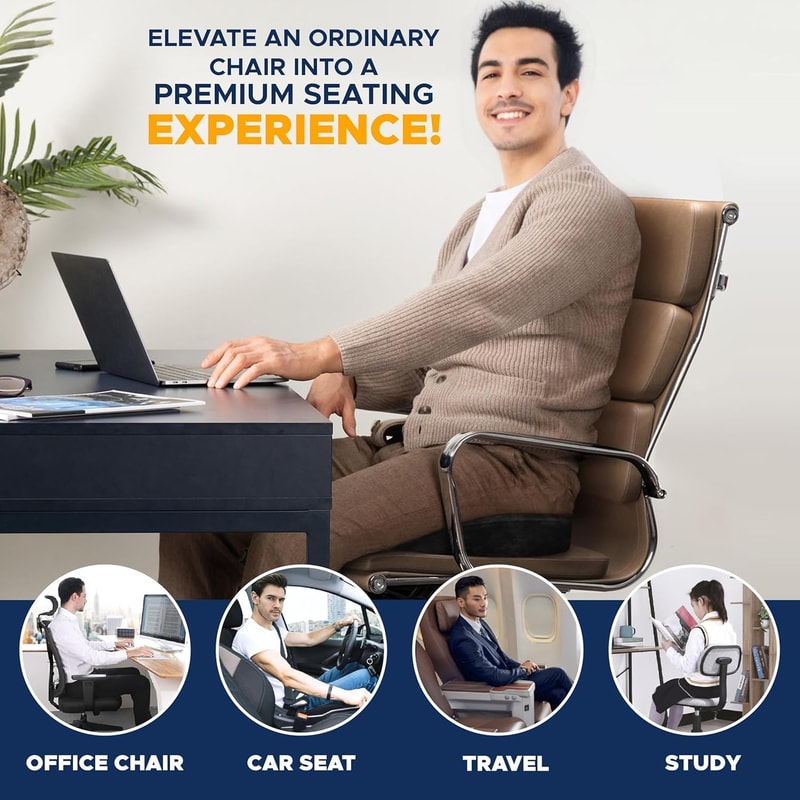 Orthopedic Gel Foam Cushion, U Coccyx Travel Seat Pillow, Office Car Chair Support, Breathable Healthy Sitting, Massage