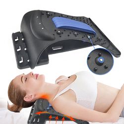 adjustable back massager, cervical traction device, neck bone stretcher, lower upper lumbar spine support pillow