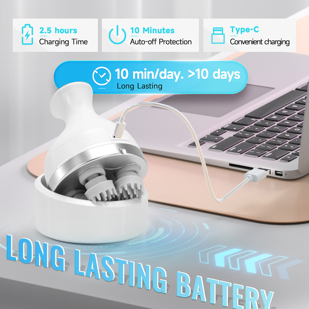 Mini Scalp Massager Electric Smart Head Massager, Wireless Waterproof Body Massage, TYPE C Neck Deep Tissue Kneading