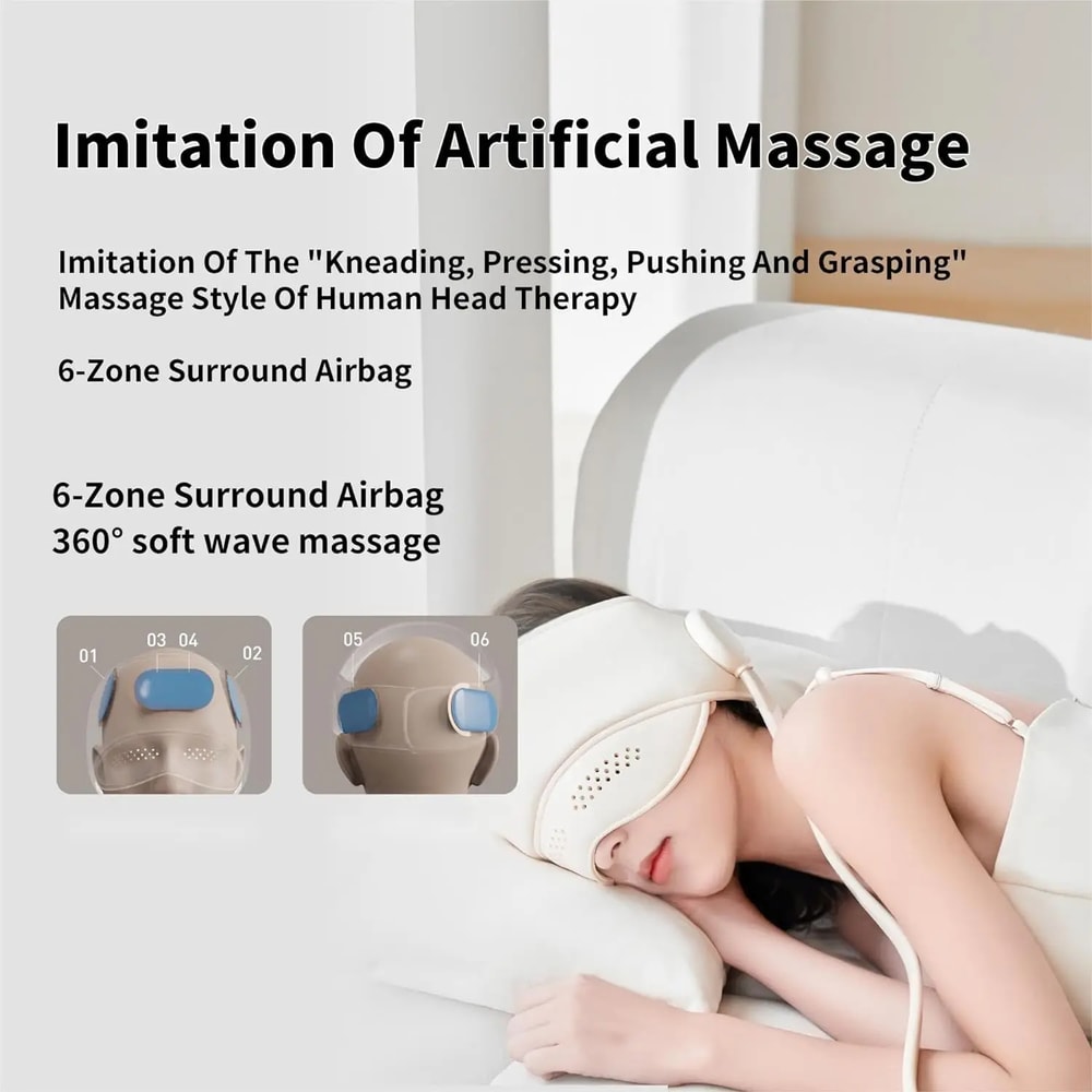 Air Pressure Eye Hot Compress, Graphene Heating Head Massager, Deep Relaxation and Better Sleep