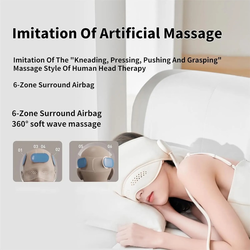 Air Pressure Eye Hot Compress, Graphene Heating Head Massager, Deep Relaxation and Better Sleep