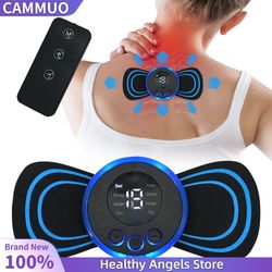 mini electric neck massager, cervical back vertebra massage patch ems, 8 modes neck massage device muscle relaxation