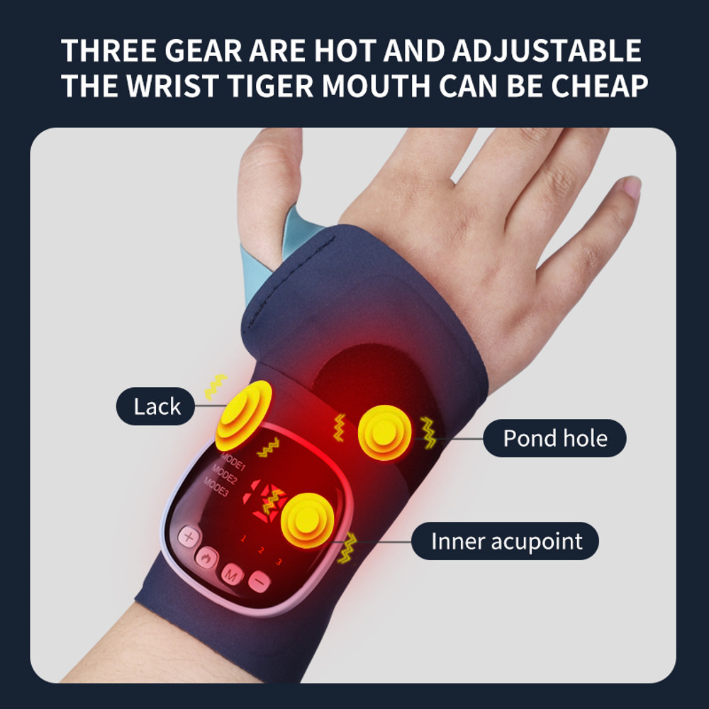 USB Rechargeable Wrist Brace Wrap Cordless Wrist Massager With Heat Warm Pad For Carpal Tunnel Pain 2