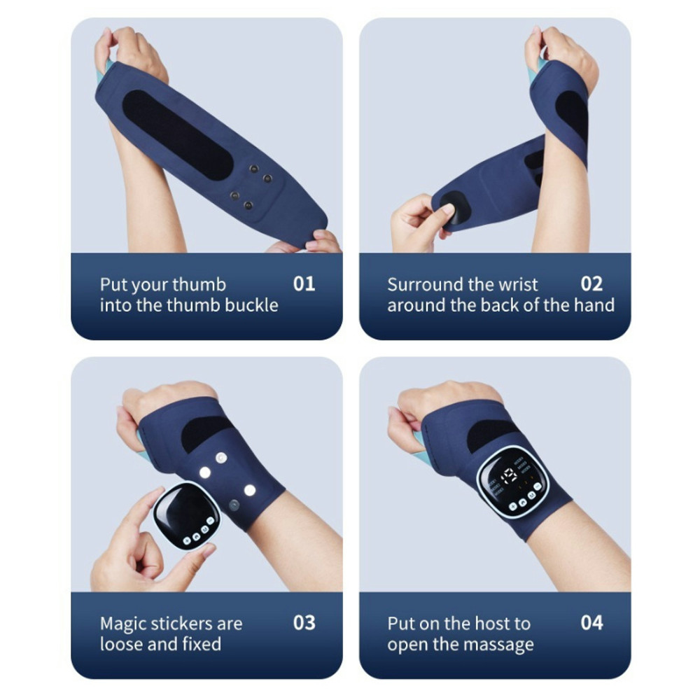 USB Rechargeable Wrist Brace Wrap Cordless Wrist Massager With Heat Warm Pad For Carpal Tunnel Pain 5