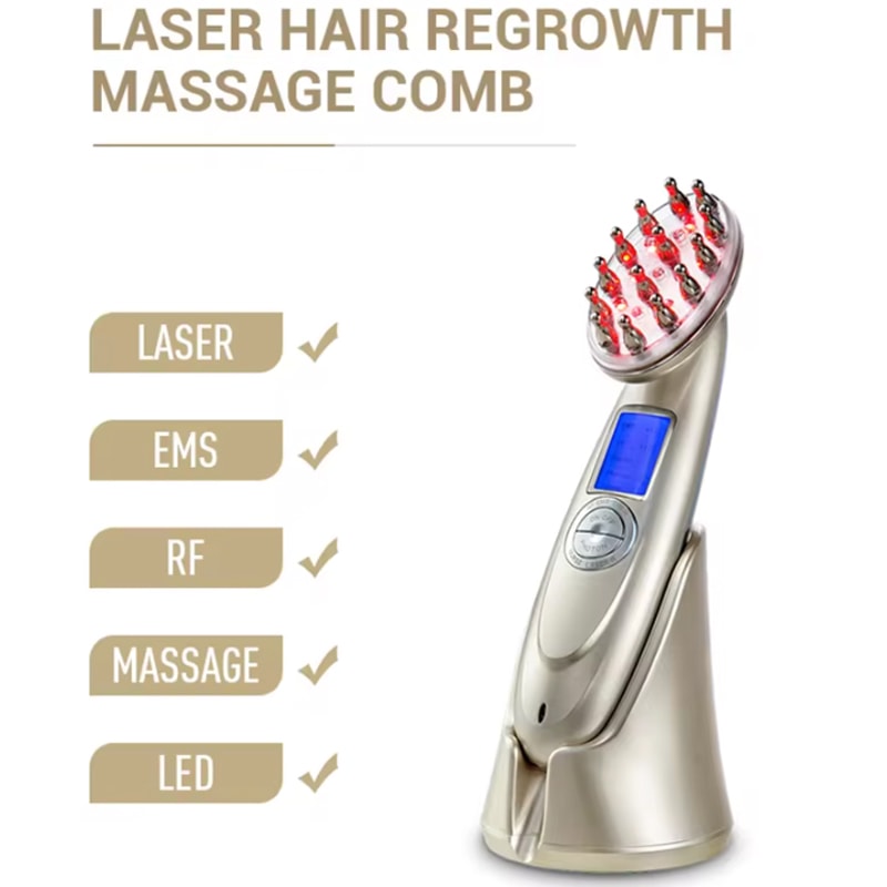 Anti Hair Loss Massage Hair Brush, Electric Laser Hair Growth Comb, Infrared RF Red Light, EMS Vibration Hair Care