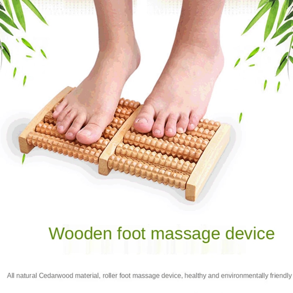 6 Row Wooden Foot Massager, Shiatsu Roller Pain Relief Foot Care Massager, Stress Relief, Health Therapy, Relax Massager
