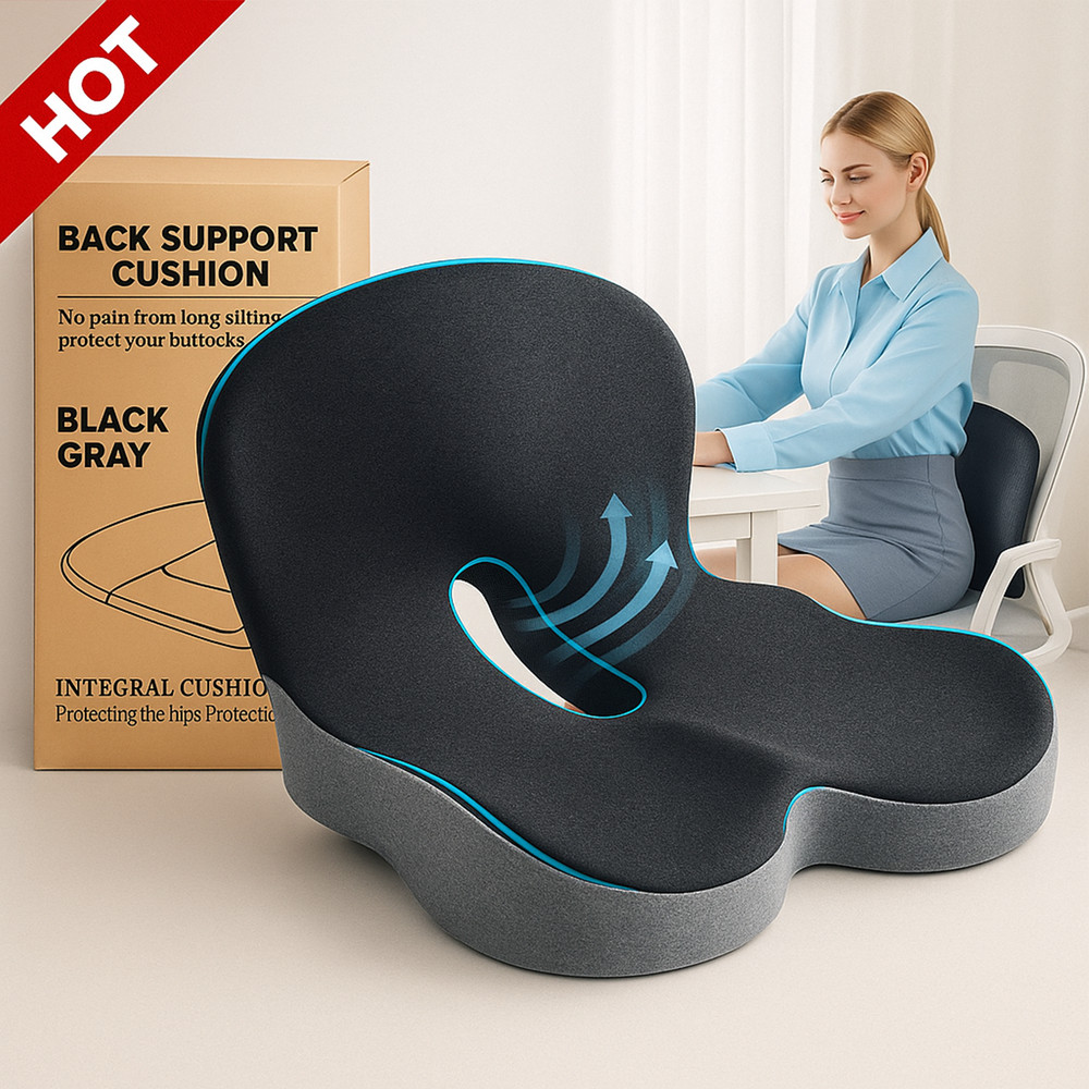 Ergonomic Memory Foam Seat Cushion for Truck, Office, Car, Back Pain and Tailbone Support, Sciatica Relief Pillow