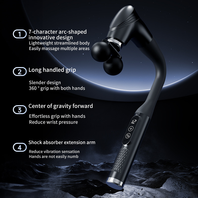 Deep Tissue Percussion Massager Long Handle Handheld Fascia Gun Adjustable Speed Muscle Massager Fo 3