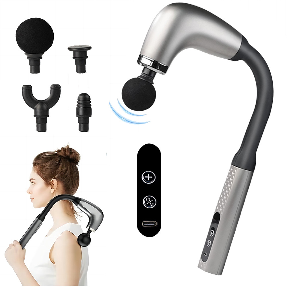 Elbow Self-Assist Massage Gun, Fascia Gun with Extended Handle, Muscle Relaxation for Upper and Lower Back, Deep Tissue