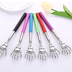 stainless steel ghost hand telescopic scratcher, extendable back massage stick, portable scratching massager for stress