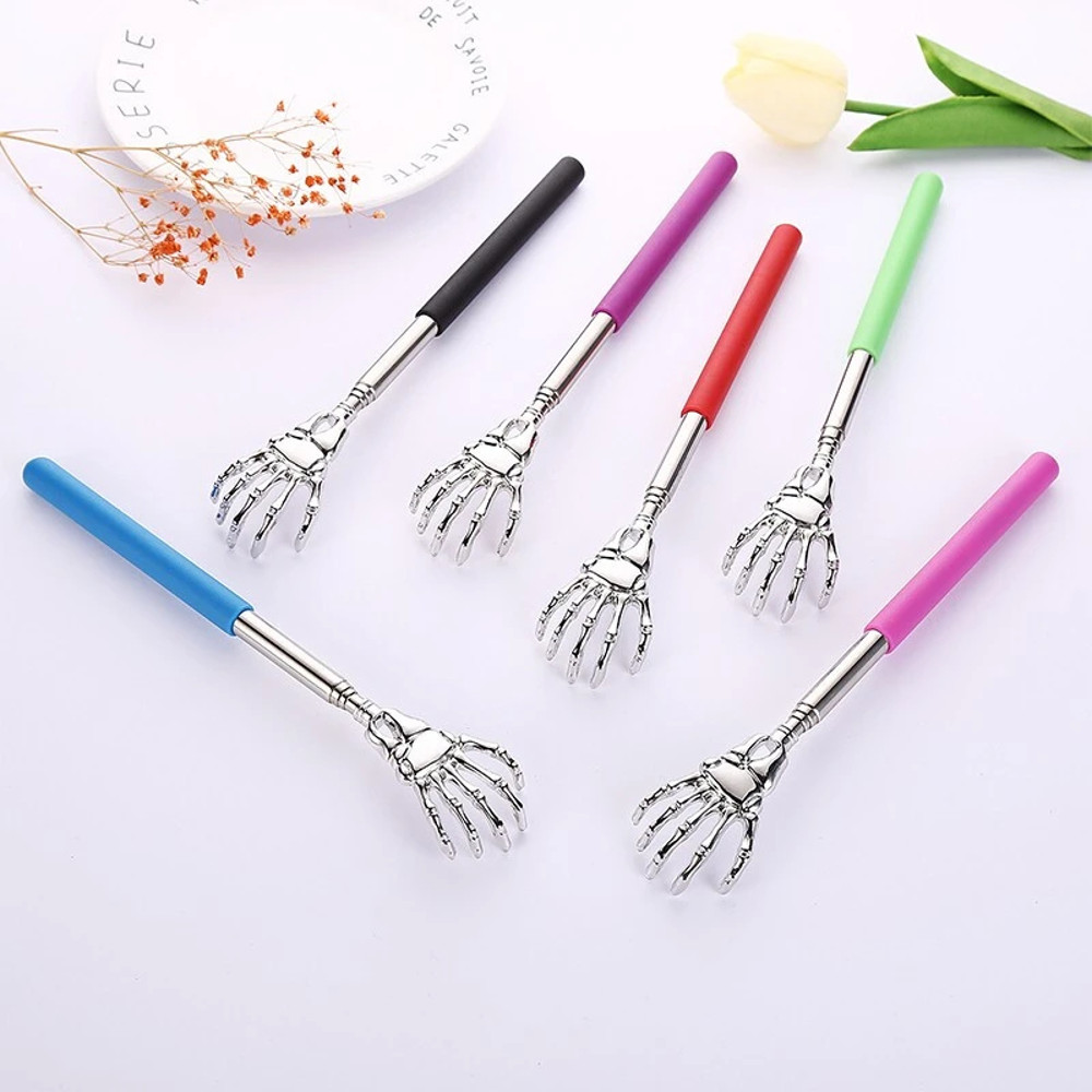 Stainless Steel Ghost Hand Telescopic Scratcher, Extendable Back Massage Stick, Portable Scratching Massager for Stress
