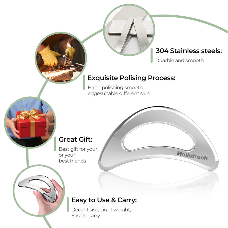 Stainless Steel Muscle Gua Sha Tools, Myofascial Scraping Tool, Deep Massage Therapy for Pain Relief