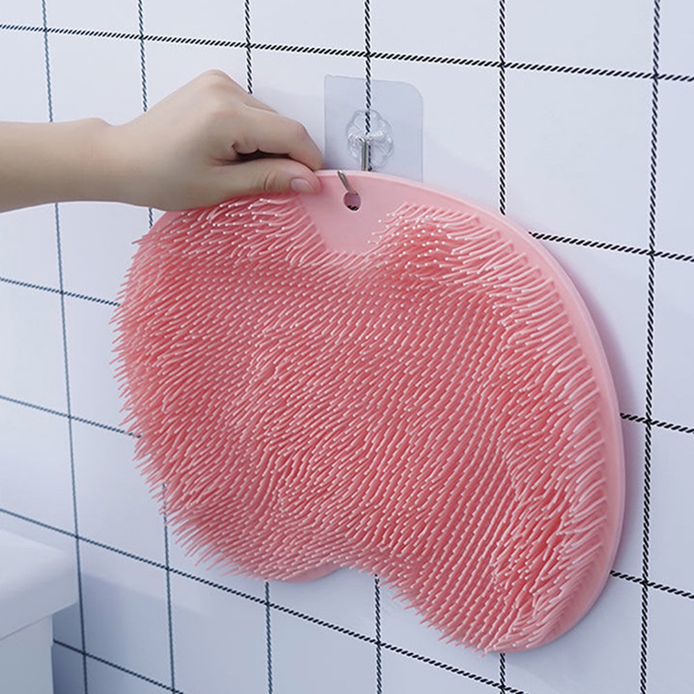 Shower Feet Cleaner Wash Mat, Massage Mat with Back Scraper Cleaning Brush, Multifunction Sucker Wall Mat for Foot Arms