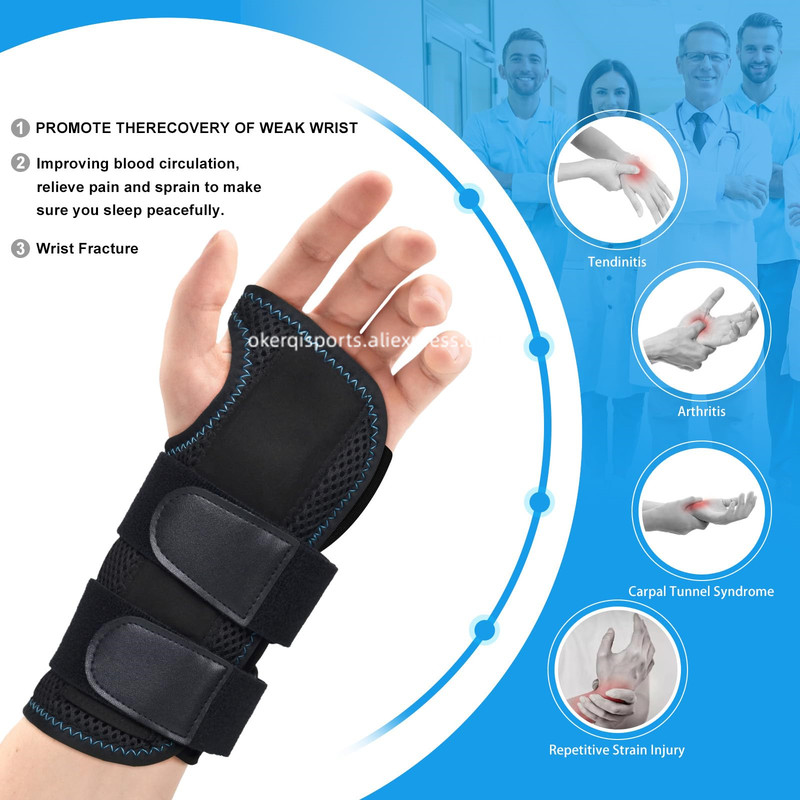 Wrist Brace Sport Support, Adjustable Wristband for Carpal Tunnel, Left Right Hand Wrist Support, Pain Relief, Fitness