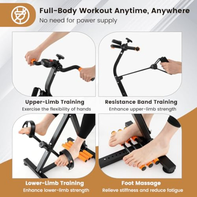 Hand Arm, Leg Knee Physical Therapy Exercise Bike, Pedal Exerciser for Seniors, Indoor Adjustable Fitness with Monitor