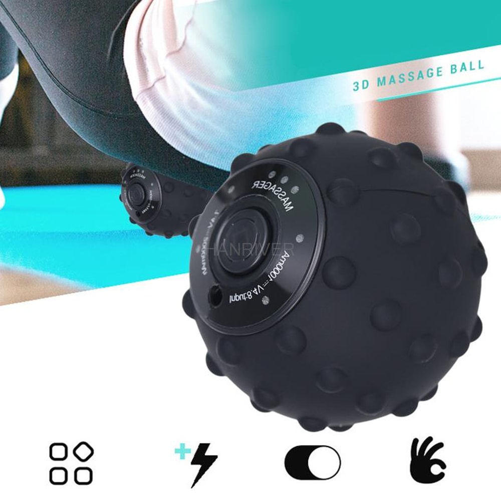 Yoga Fitness Electric Massage Roller, 4 Speed High Intensity Vibrating Massage Ball, For Muscle And Plantar Fasciitis