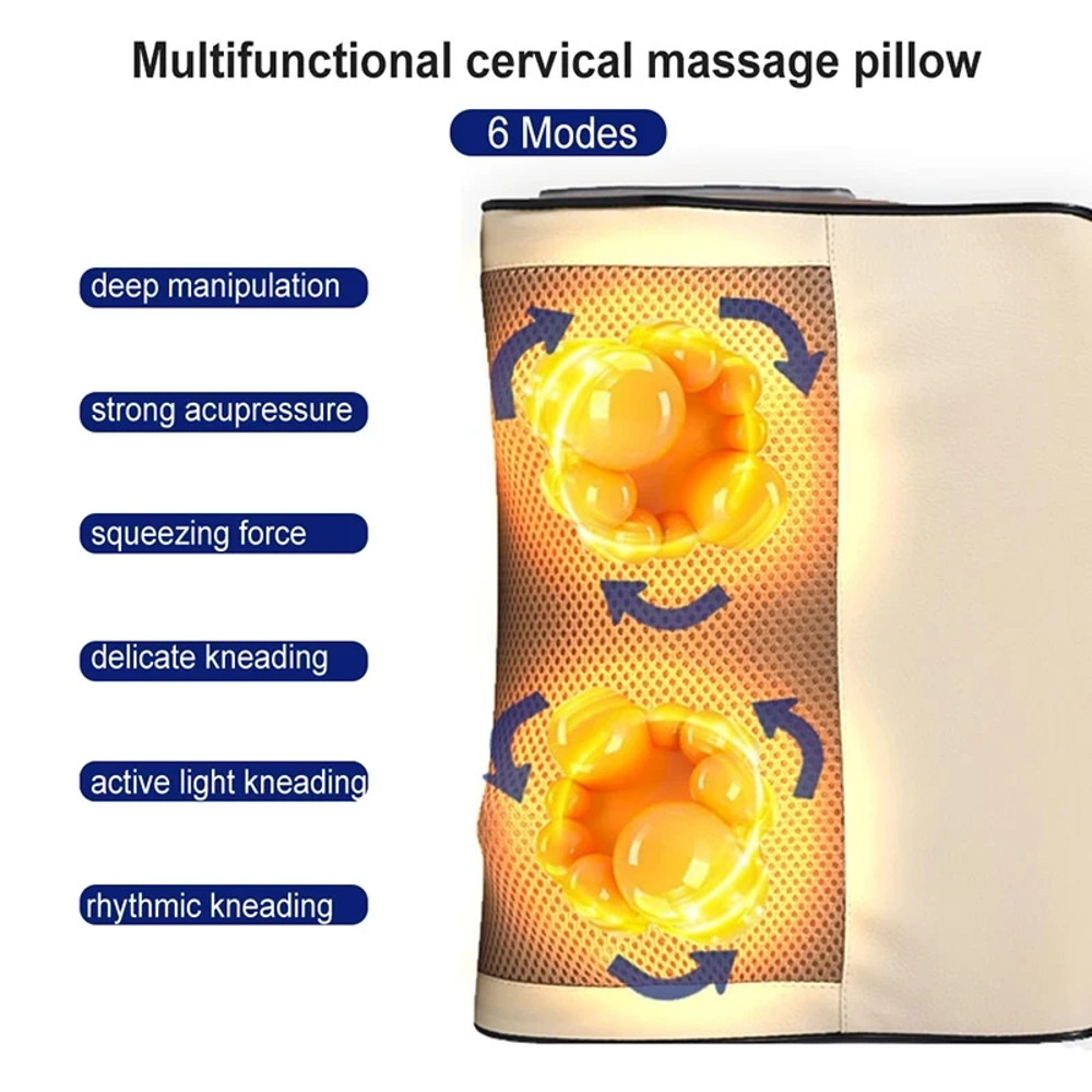 Electric Back and Neck Massager, Infrared Heating Massage Pillow, Deep Tissue Kneading for Shoulder Waist Legs