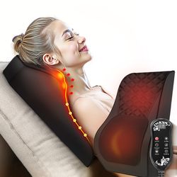 3d kneading massage pillow, neck massager with heat, shoulder and back relief cushion, portable stress relax device