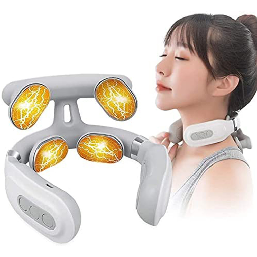 Multifunctional Electric Hot Compress 4 Heads Neck Massager Shoulder Cervical Massager Pulse Neck P 0