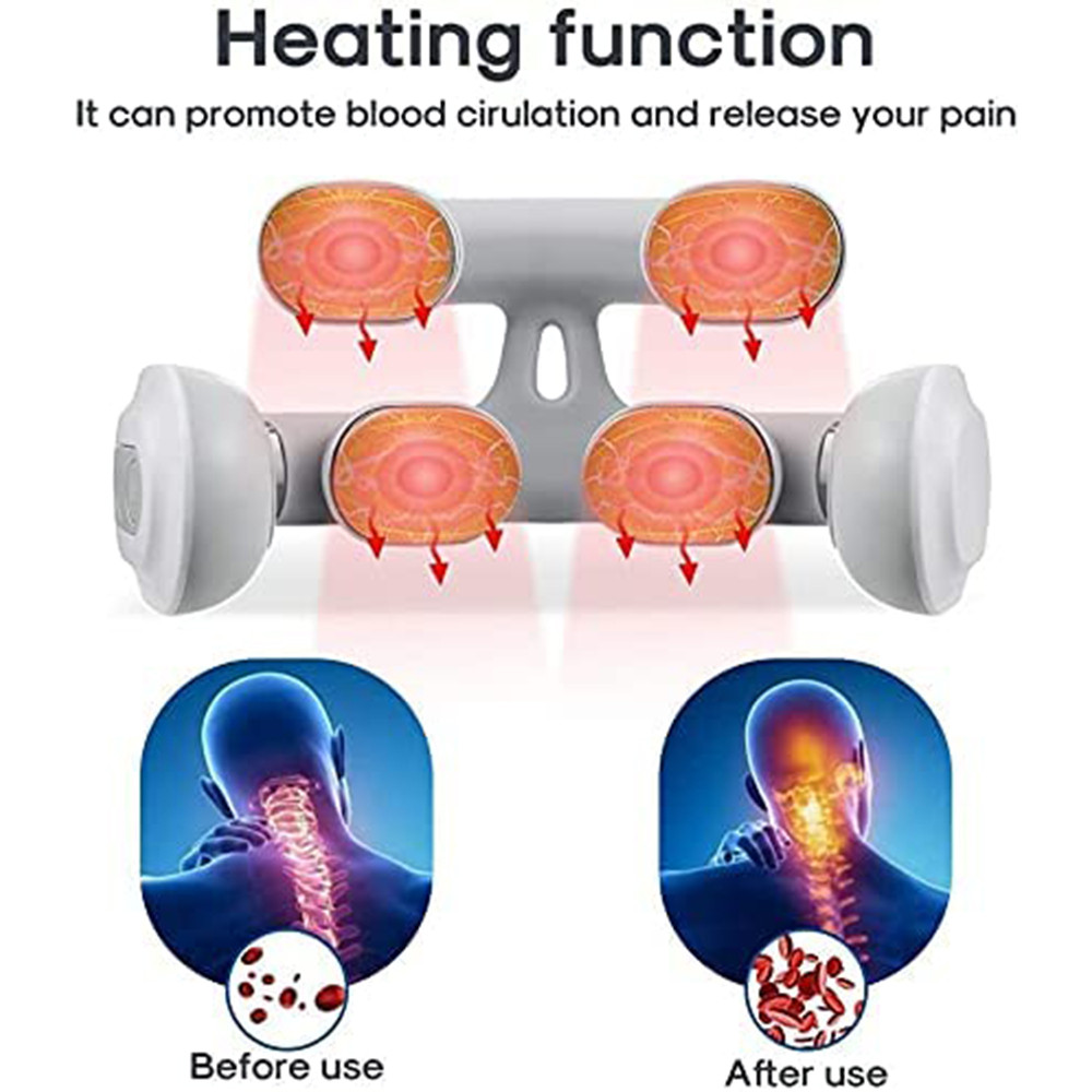 Multifunctional Electric Hot Compress 4 Heads Neck Massager Shoulder Cervical Massager Pulse Neck P 1