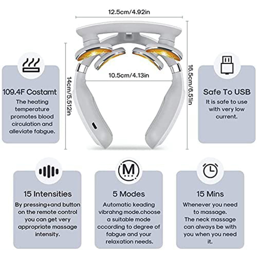 Multifunctional Electric Hot Compress 4 Heads Neck Massager Shoulder Cervical Massager Pulse Neck P 3
