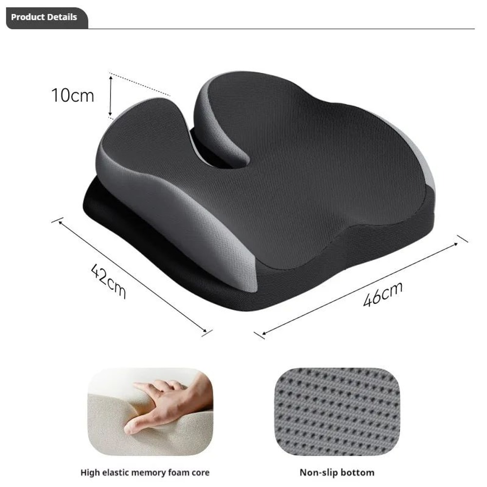Auto Seat Pad Butt Support, Memory Foam Office Chair Cushion, Beautiful Hiney Comfort, Breathable Cushion for Hemorrhoid