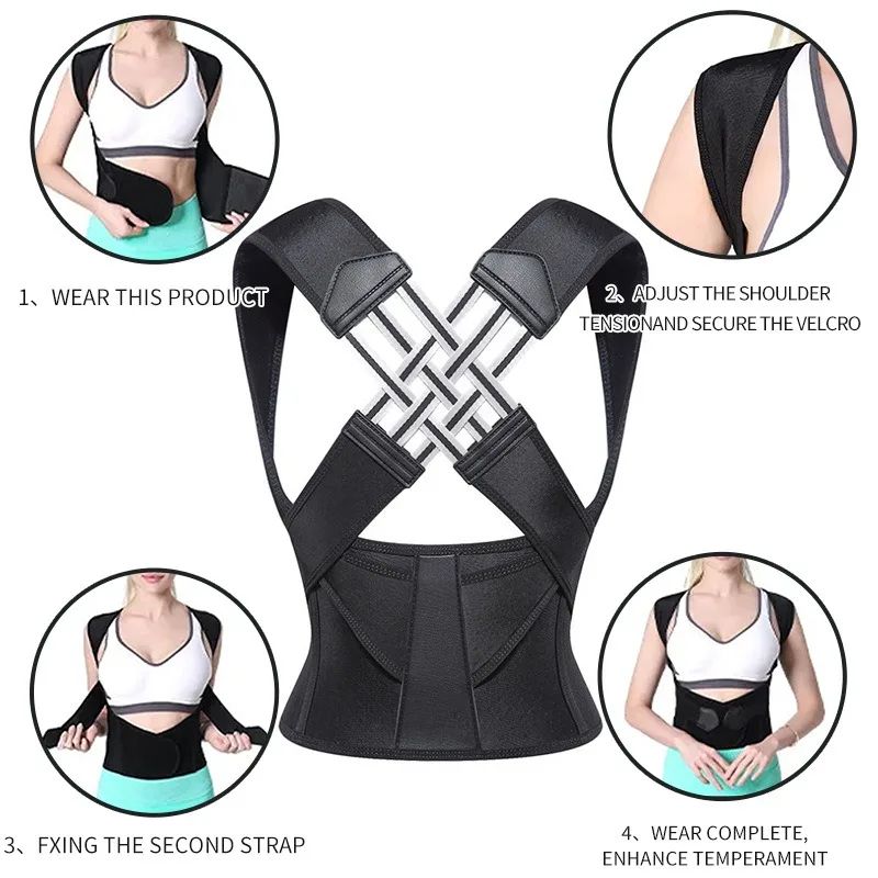 Adjustable Shoulder Support Magnetic Therapy Posture Corrector Breathable Back Brace For Sitting Po 3