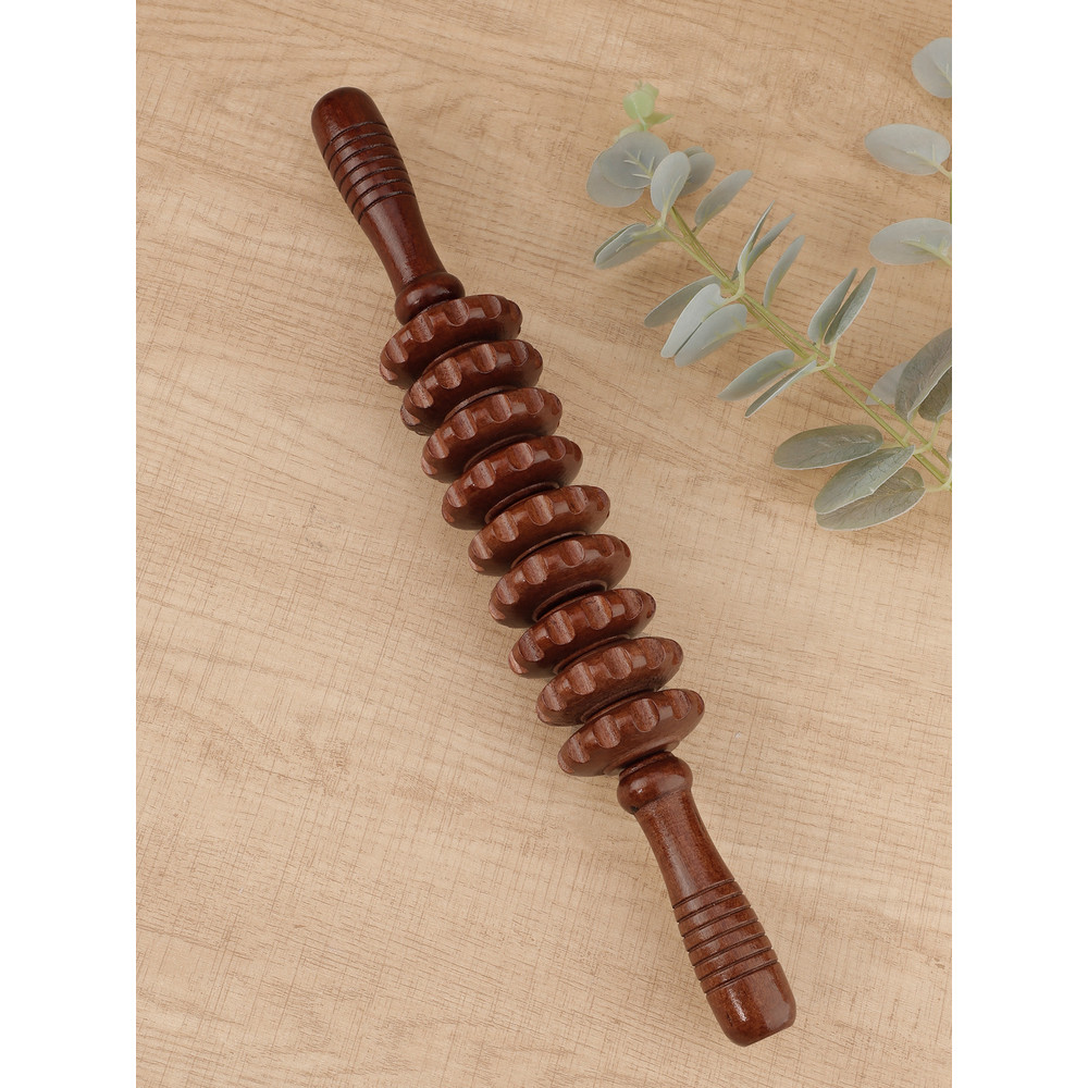 Trigger Point Wooden Therapy Massager Stick, Fascia Roller for Cellulite, Muscle Belly & Body Pain Relief