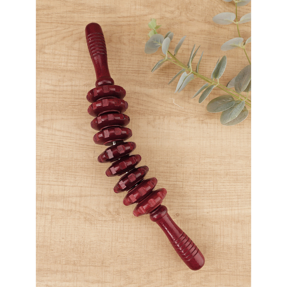 Trigger Point Wooden Therapy Massager Stick, Fascia Roller for Cellulite, Muscle Belly & Body Pain Relief