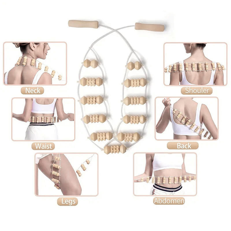 Wood Therapy Back Massage Roller Rope, Cellulite Massage Tools, Self Massage Tools for Neck, Leg, Back Pain Relief
